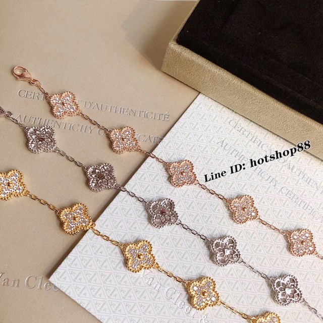 梵克雅寶vca新款手鏈 Van Cleef&Arpels四葉草滿鑽五花手鏈 zgb2569